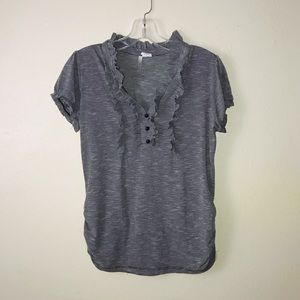 Lilly Lou striped puff sleeve ruffle top